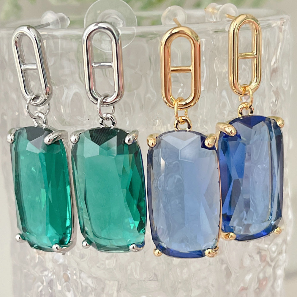 Square Stone Charm Earrings CMEADL-2401340