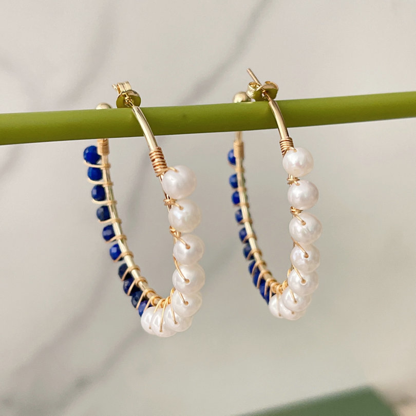 Double Crystal Hoop Earrings