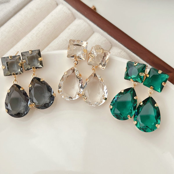 Drop Stone Charm Earrings CMEADL-2401341