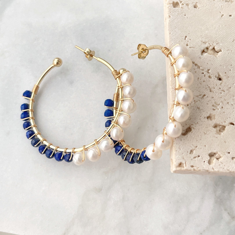Double Crystal Hoop Earrings