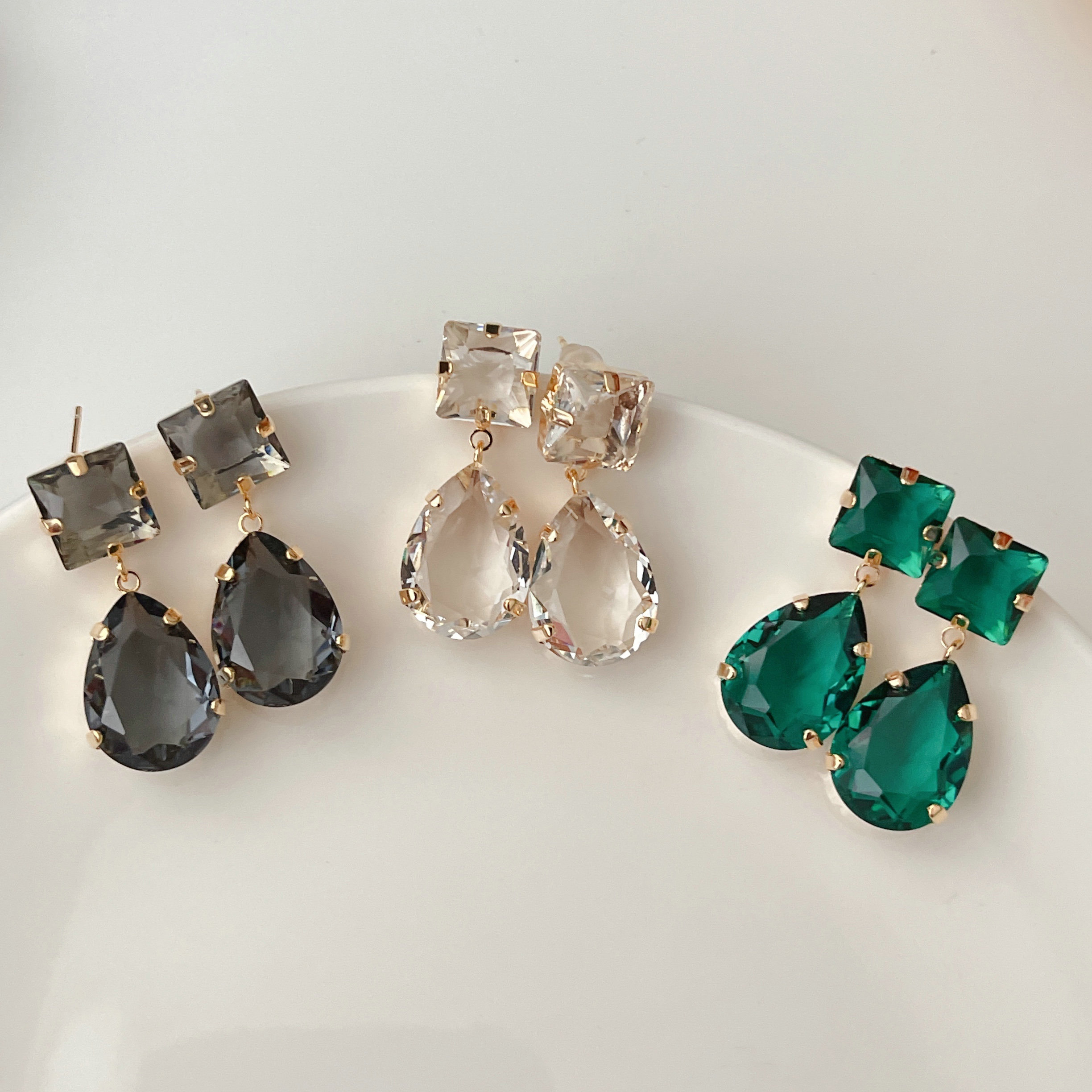 Drop Stone Charm Earrings CMEADL-2401341