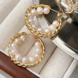 Chain pearl C-ring Earrings