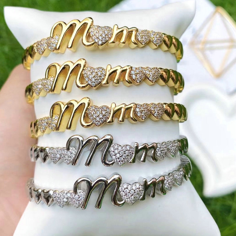 Zircon Mum Bangle For Mother's Day gift