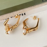 Fashion Metal Earrings With Round Pearl Charm
