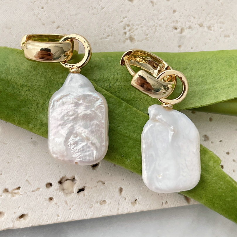 Square Freshwater Pearl Earrings