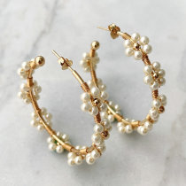 White Flower Hoop Earrings