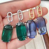 Square Stone Charm Earrings CMEADL-2401340