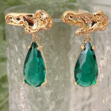 Green Drop Stone Charm Earrings CMEADL-2401344
