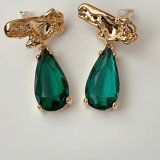 Green Drop Stone Charm Earrings CMEADL-2401344
