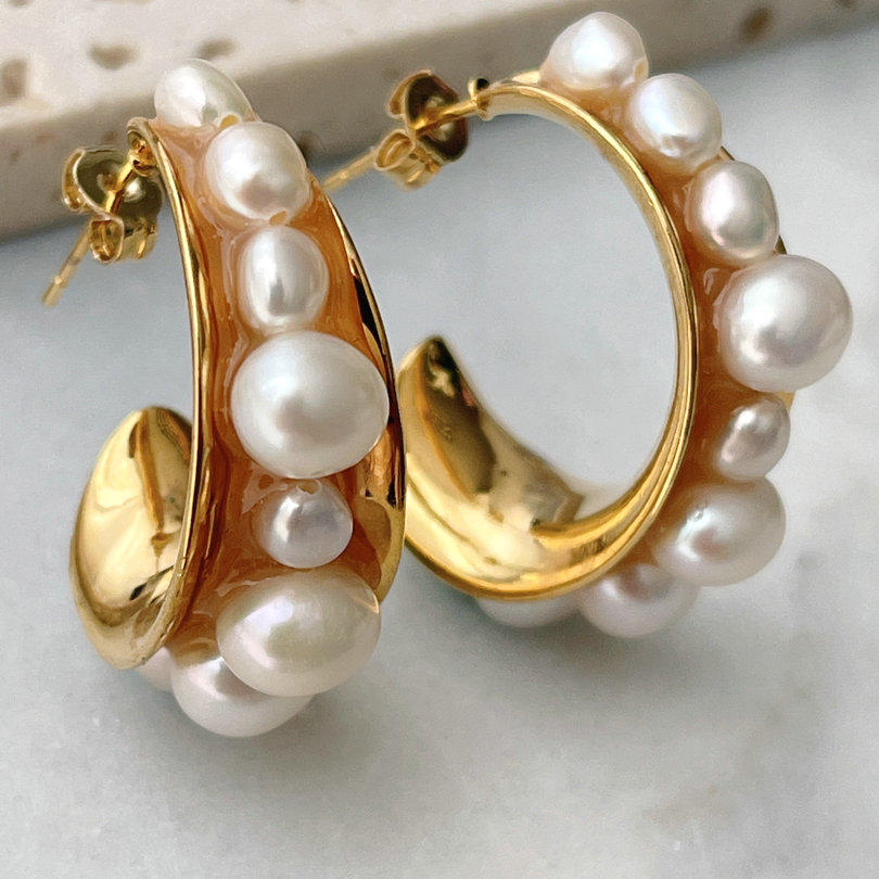 Fresh Water Pearl Moon Shape Earrings