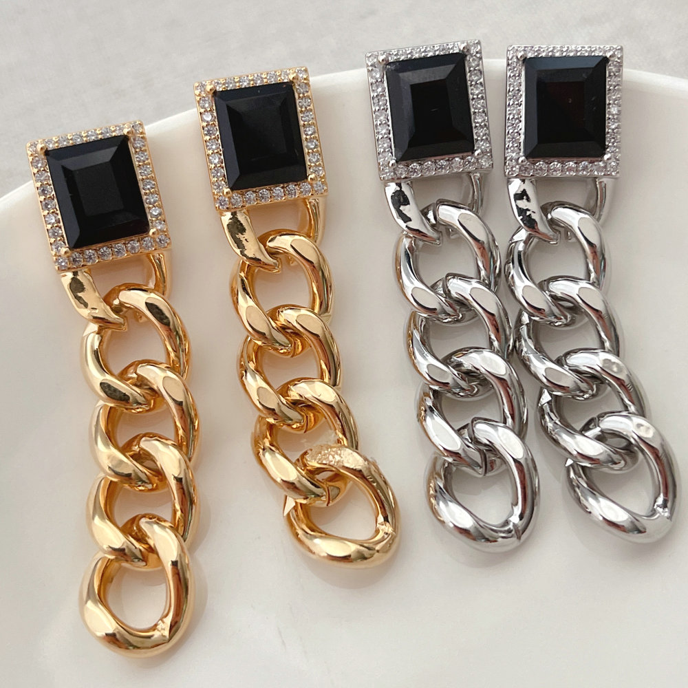 Long Cuban Chain Earrings CMEADL-2401343