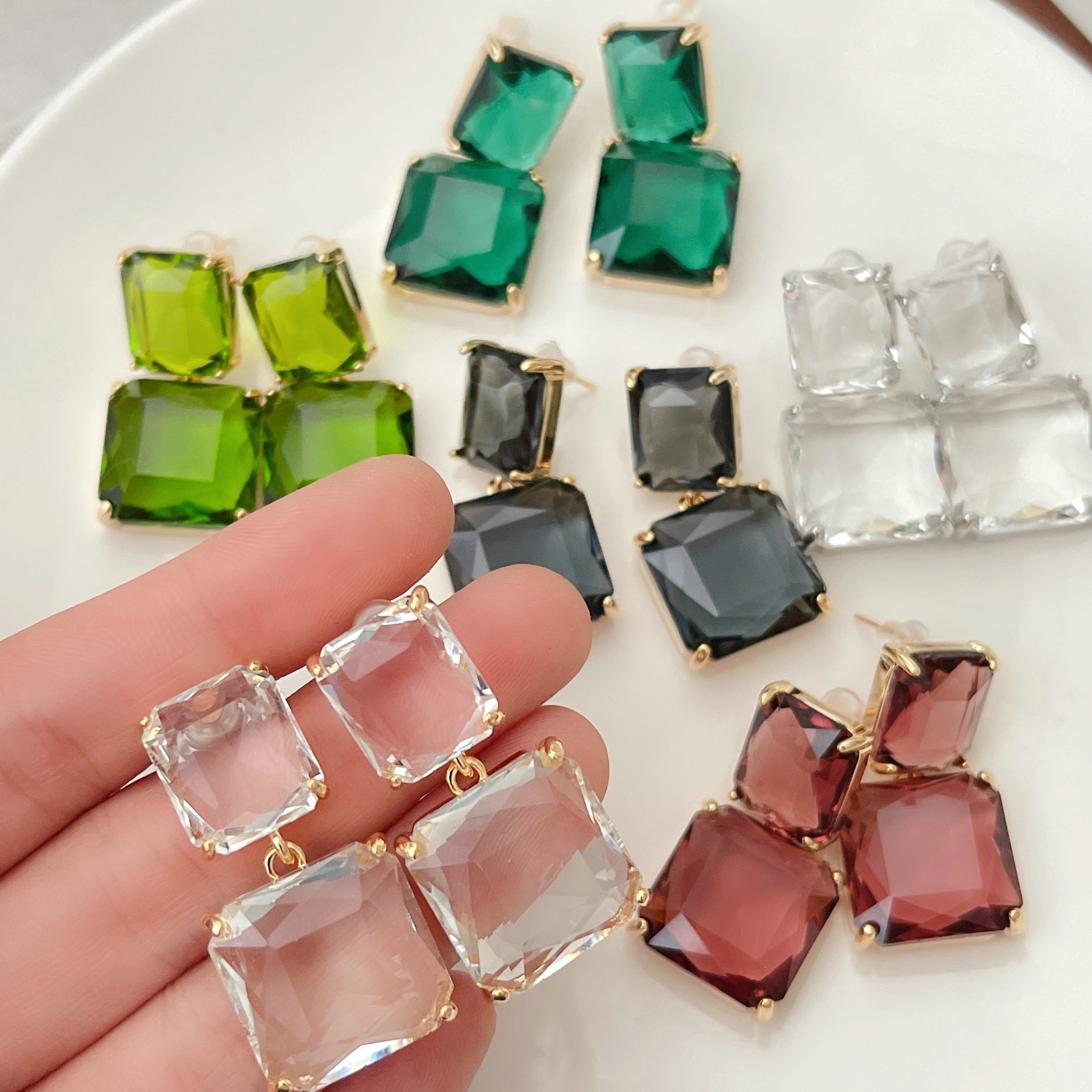 Square Stone Earrings CMEADL-2401338