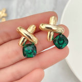 Cross Earrings with square stone CMEADL-2402959