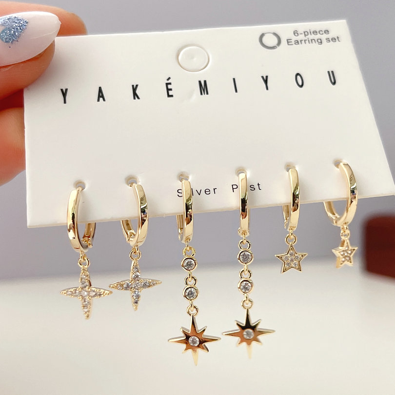 Long Star Charms Set Earrings