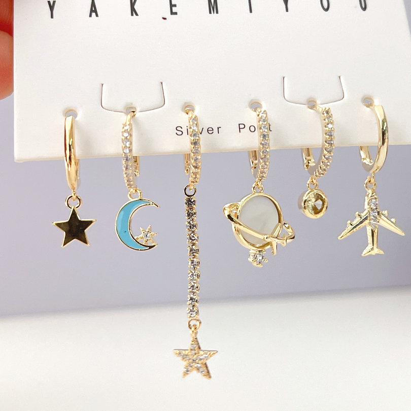 Moon Star Charms Set Earrings