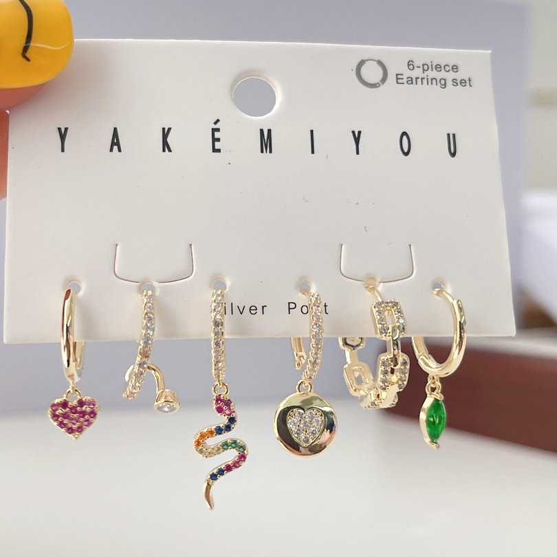 Colored Snake Pendant Set Earrings