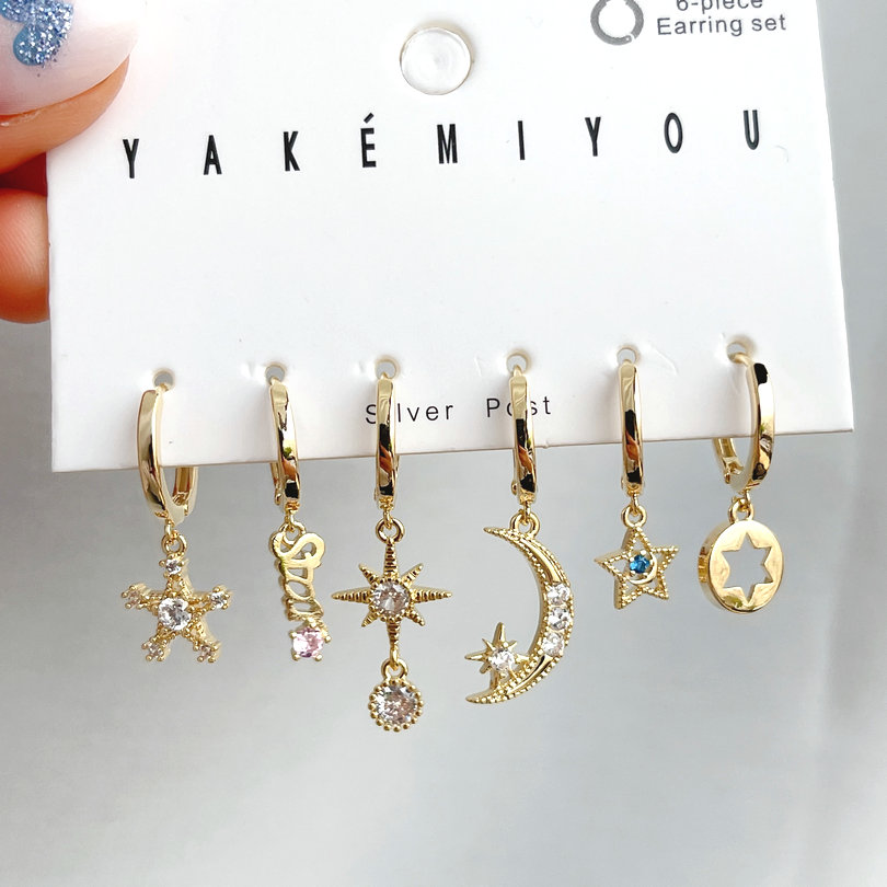 Fashion Moon Star Charm Set Earrings