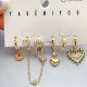 Green Heart Charms Set Earrings