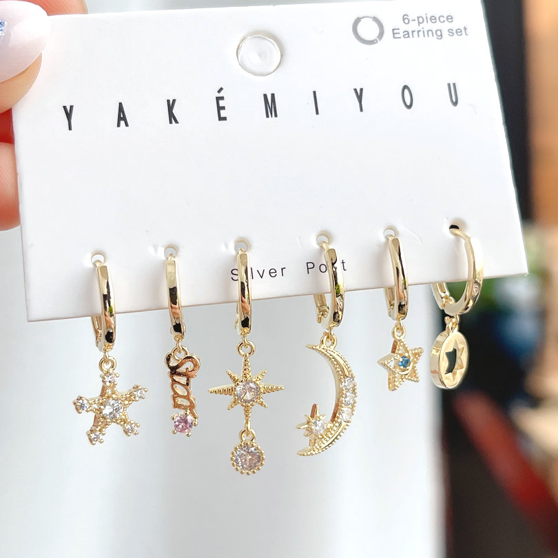 Fashion Moon Star Charm Set Earrings
