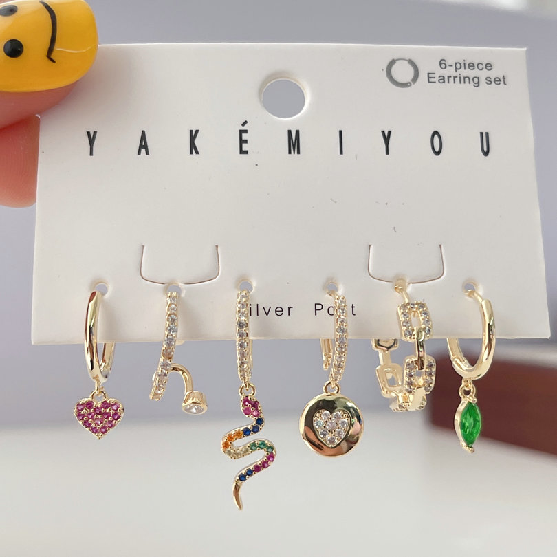 Colored Snake Pendant Set Earrings