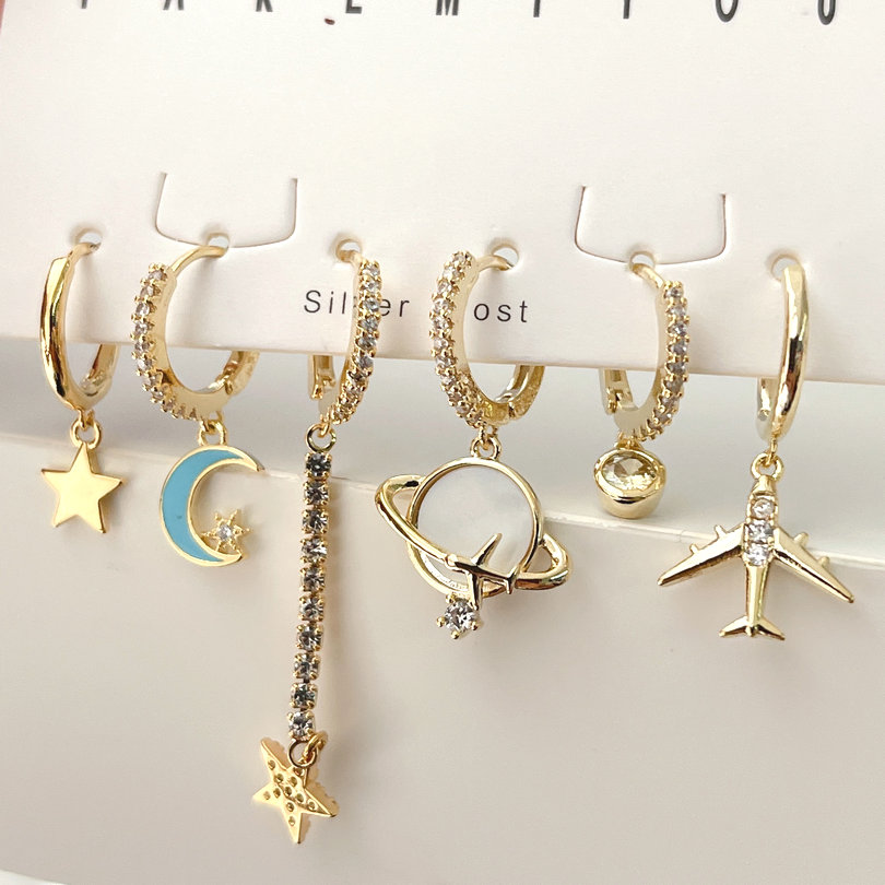 Moon Star Charms Set Earrings