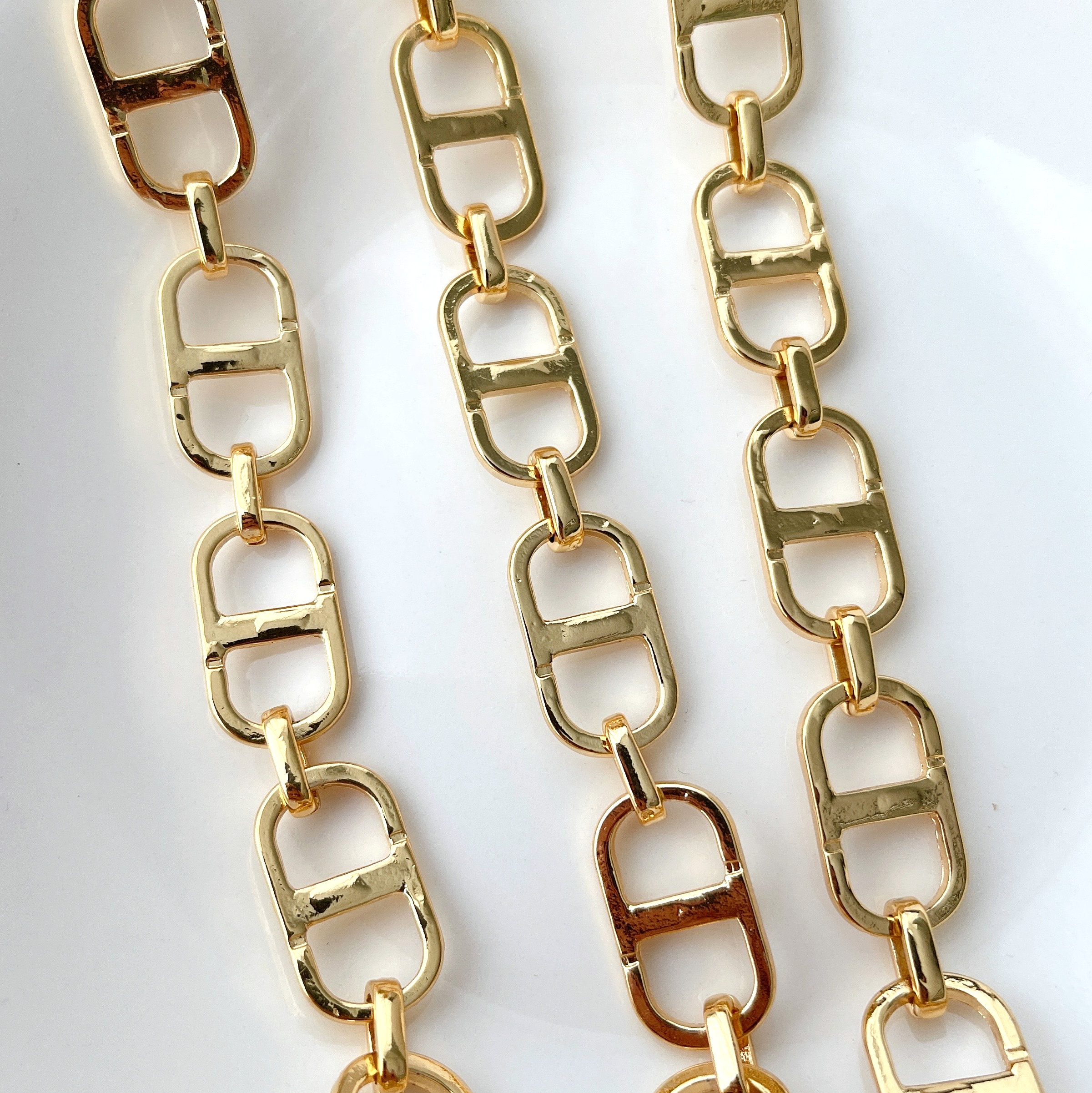 18k Gold Plated Pig Nose Chain 11*15mm （ By Meter )