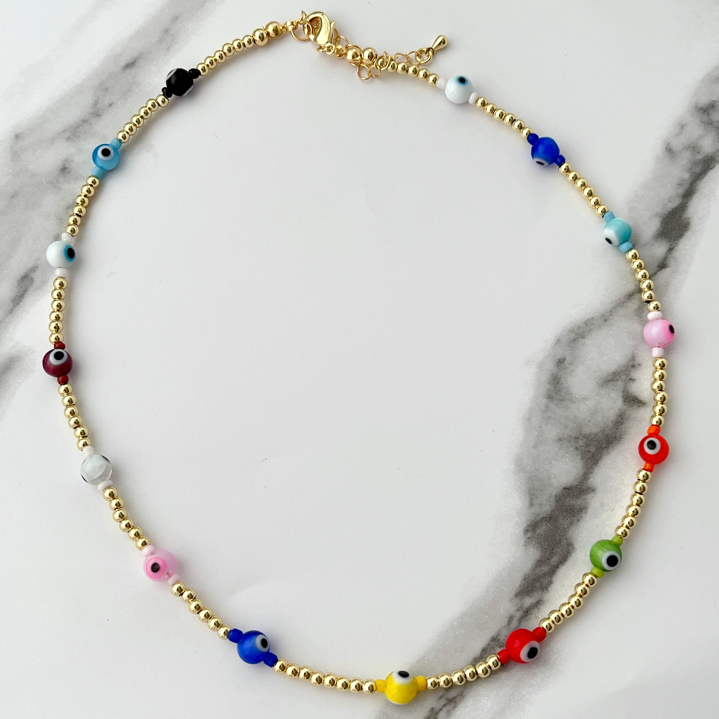 Handmade Colorful Eye Beaded Necklace