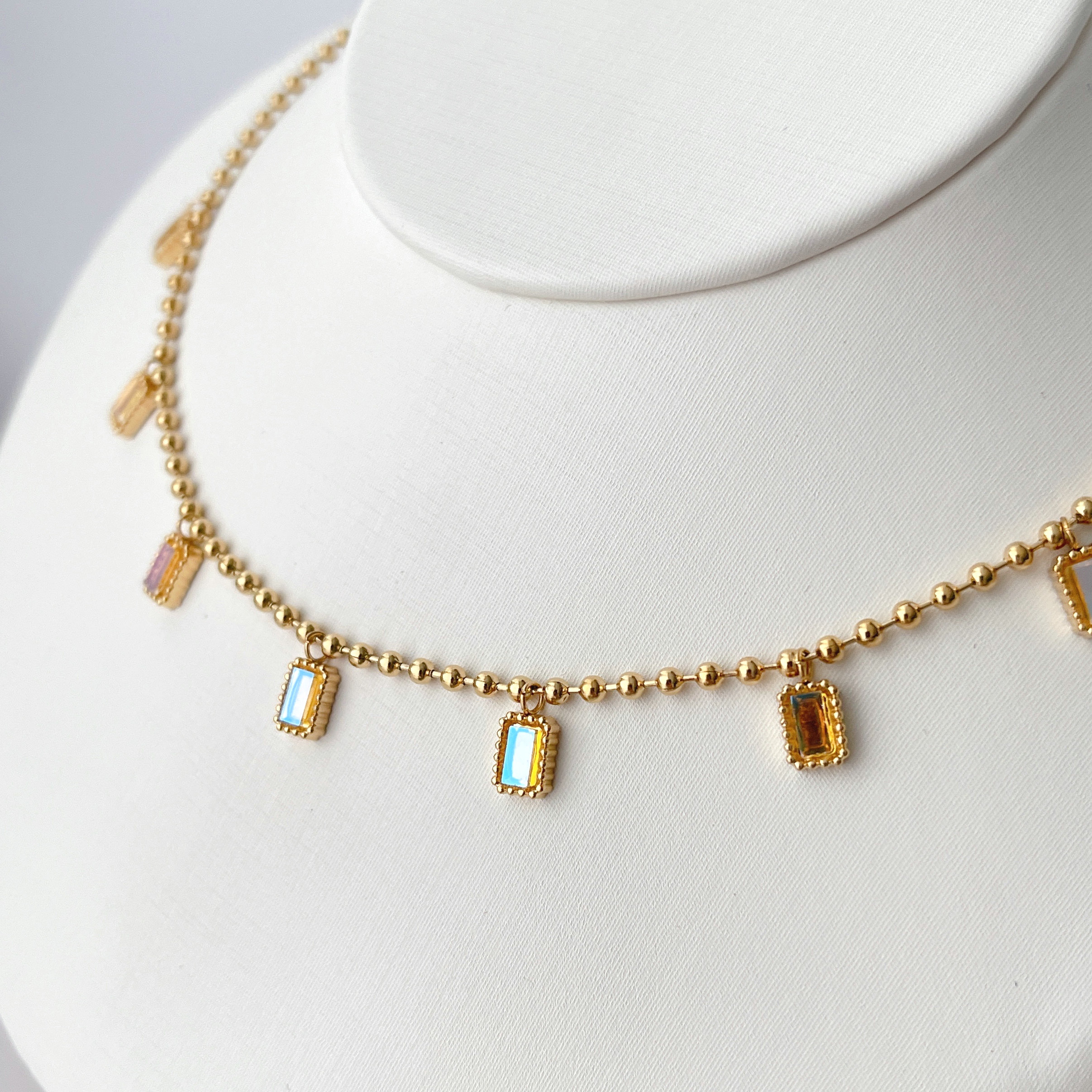 Stainless Steel Square Charm Necklace
