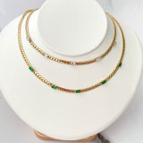 Stainless Steel Square Zircon Cuban Chain Necklace