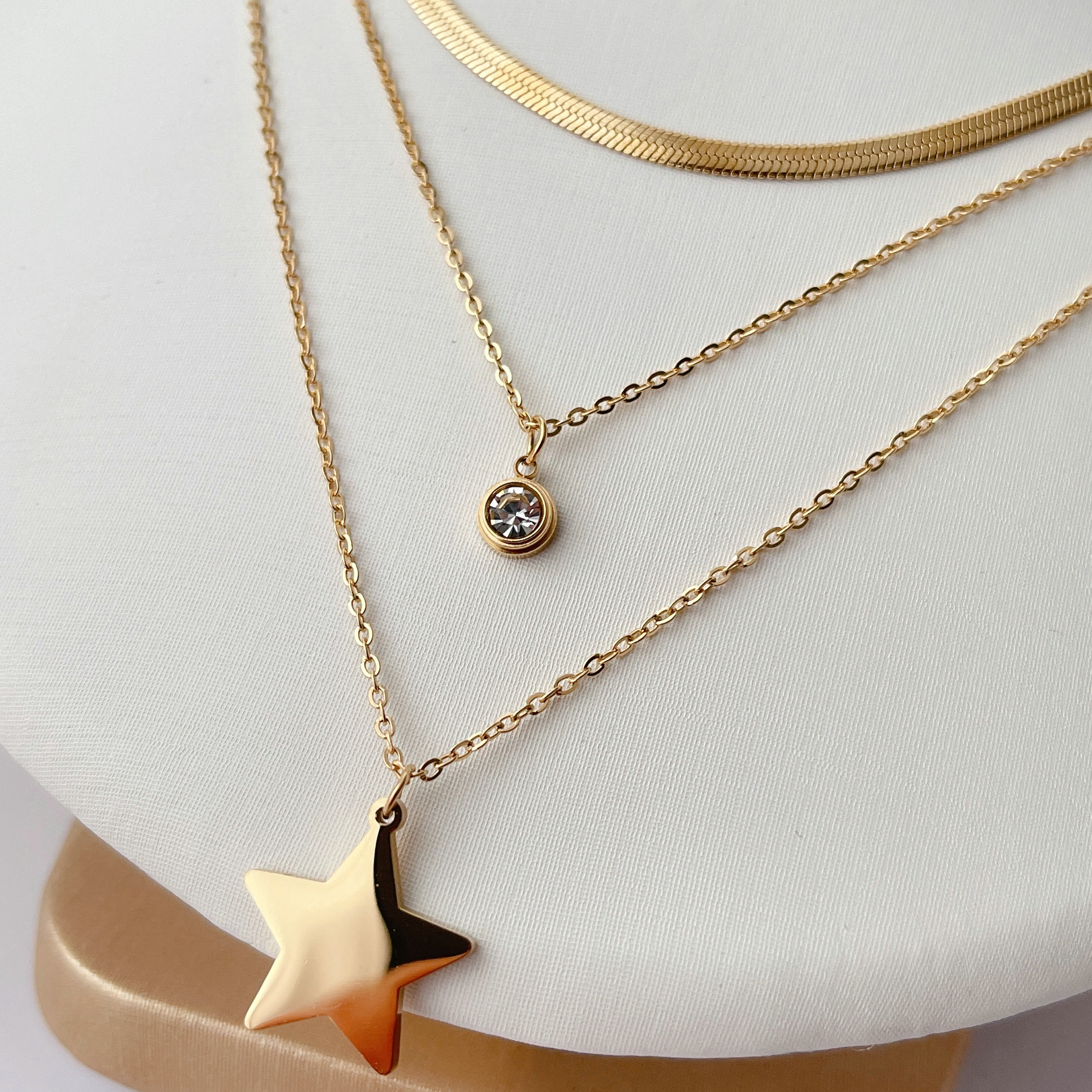Stainless Steel Layer Star Necklace