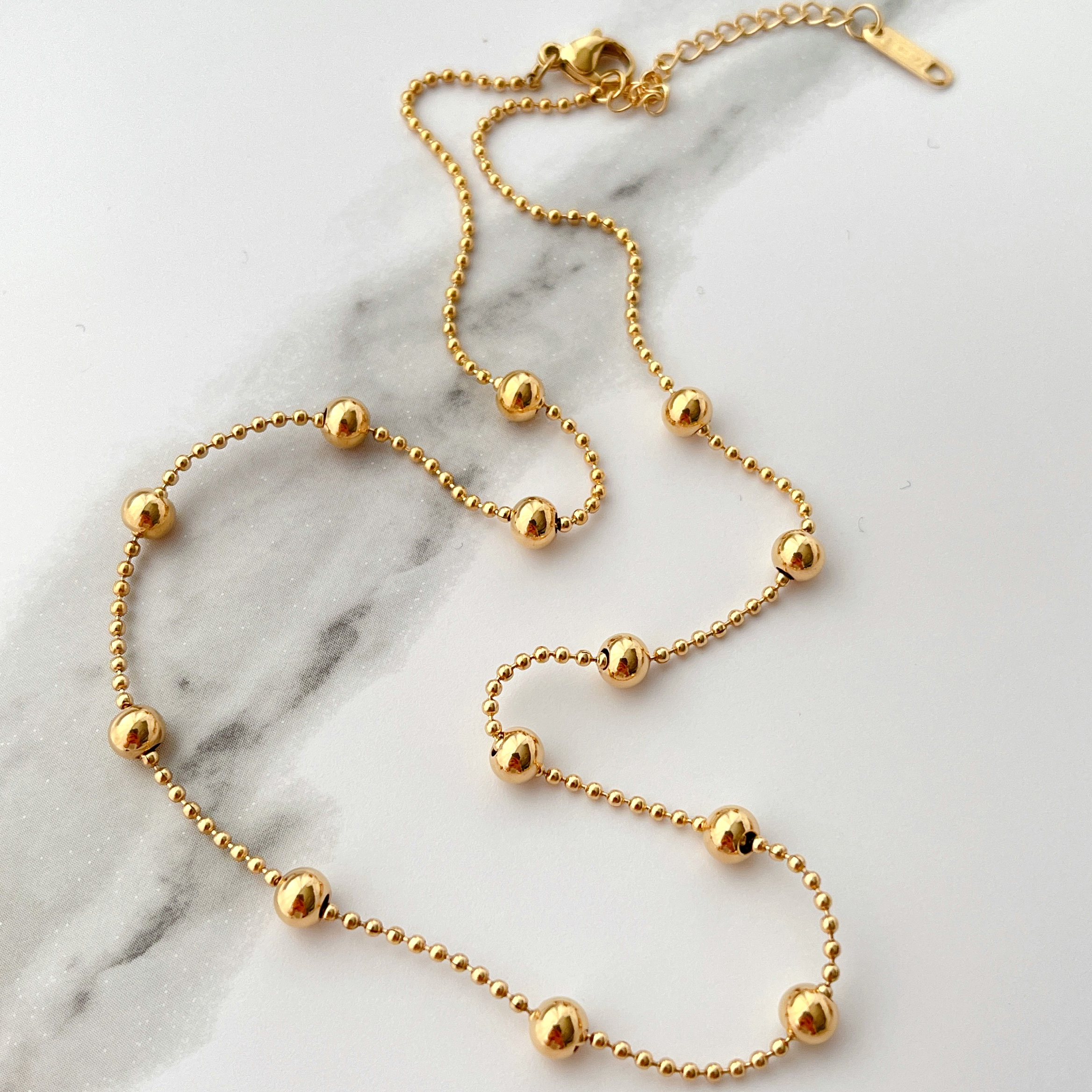 Stainless Steel Gold Ball Chain Necklace