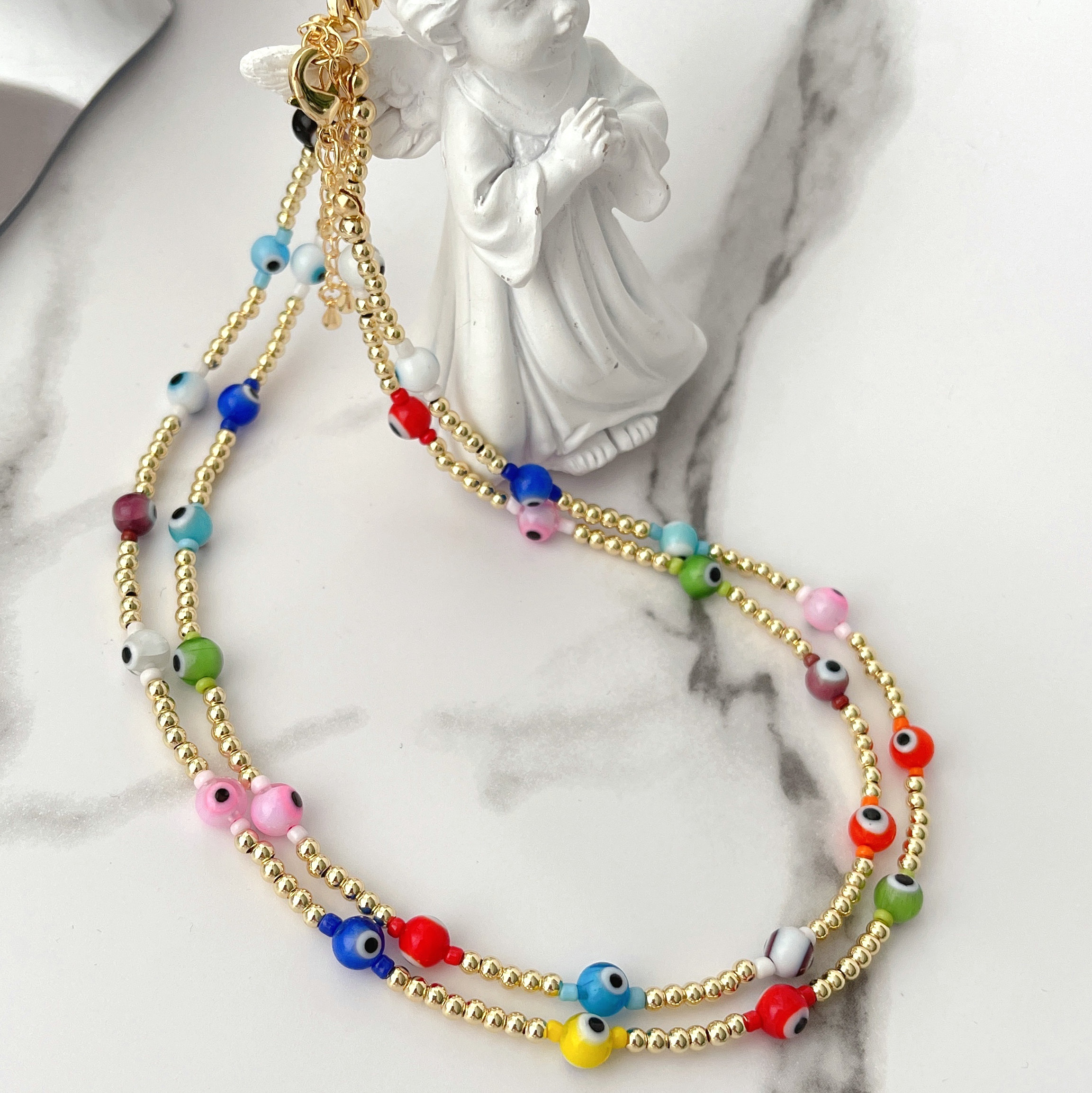 Handmade Colorful Eye Beaded Necklace
