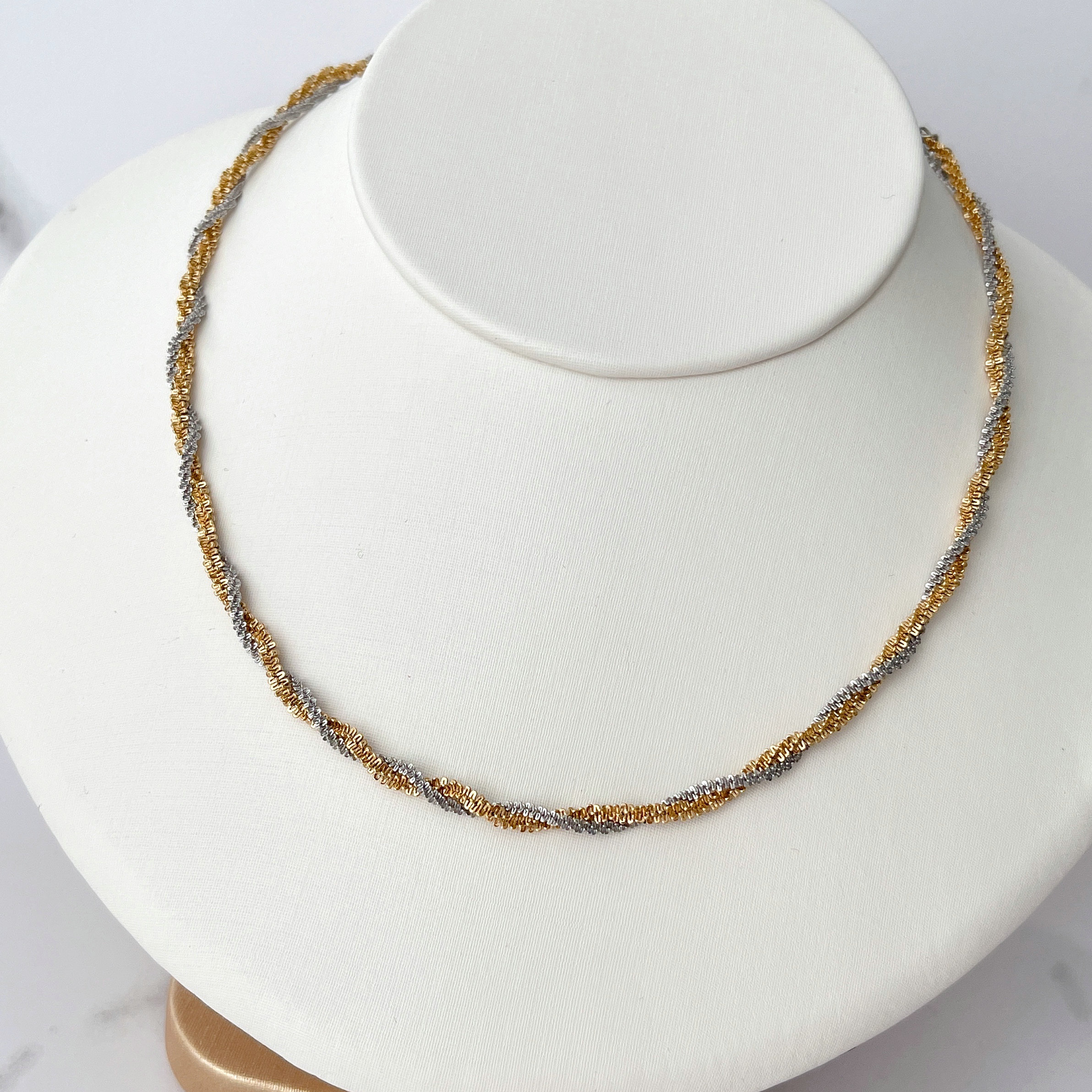 Plated Stainless Silver And Gold Mix Chain Necklace