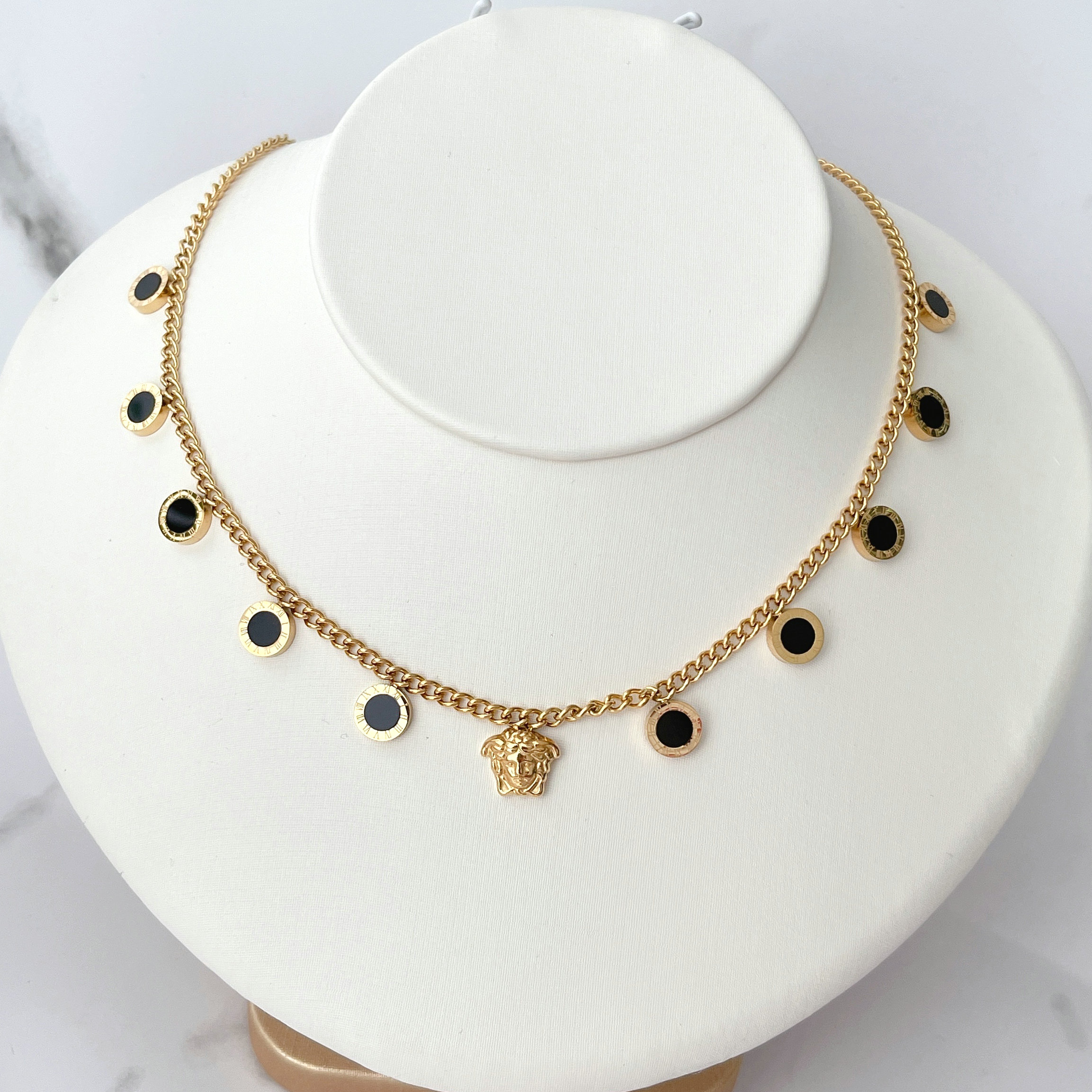 Stainless Steel Round Charm Necklace