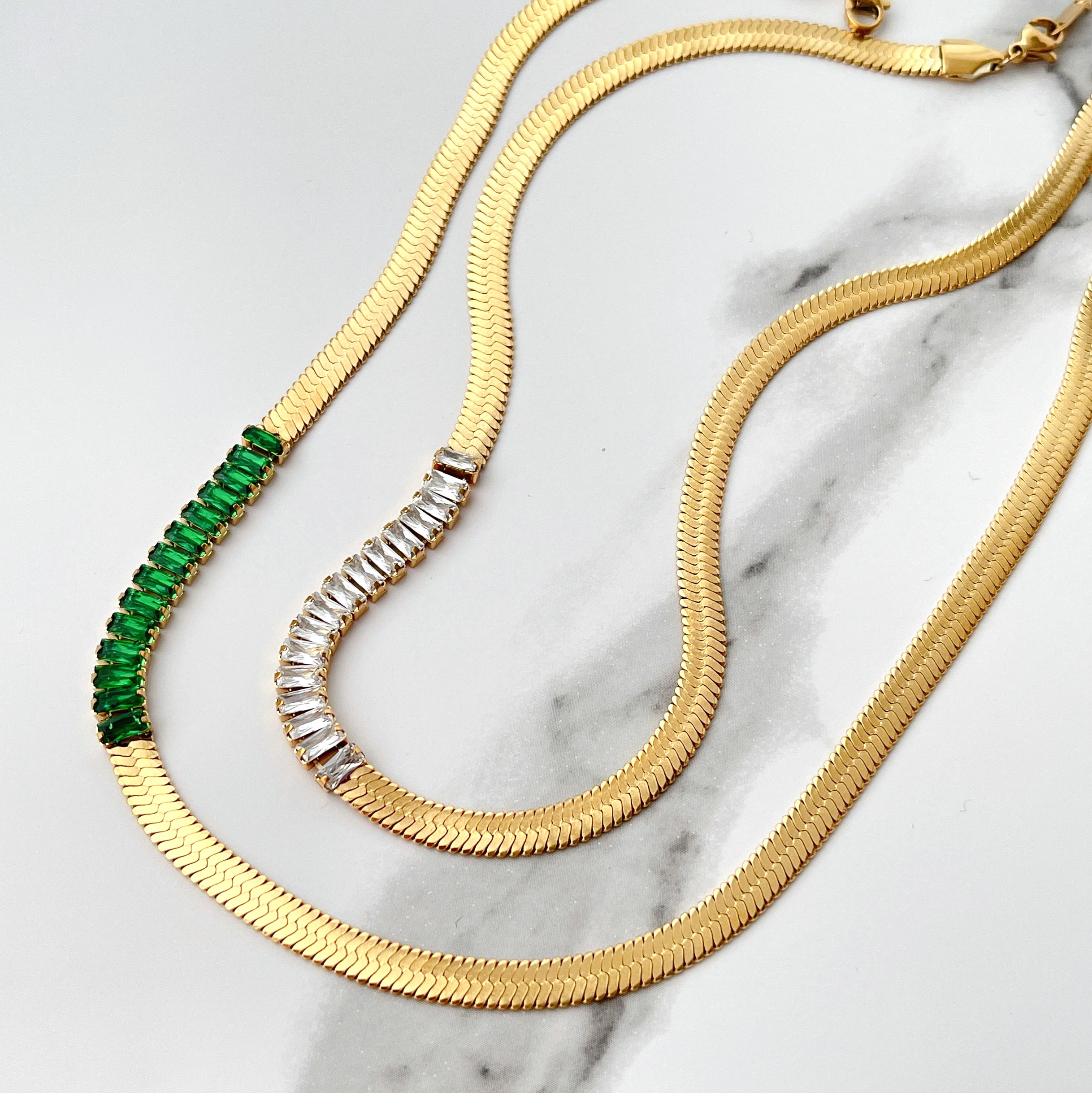 Stainless Steel Half Zircon Half Cuban Chain Necklace