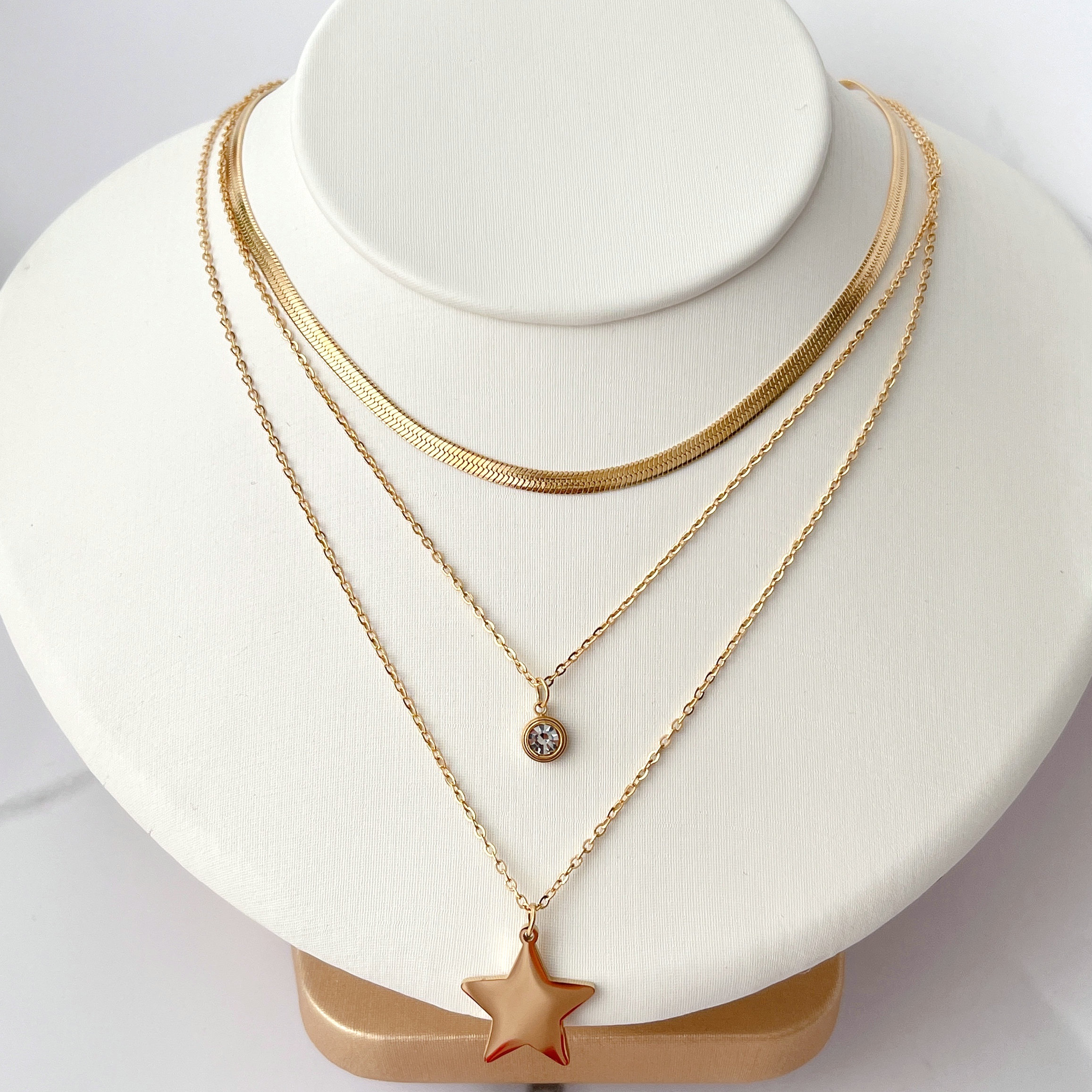 Stainless Steel Layer Star Necklace