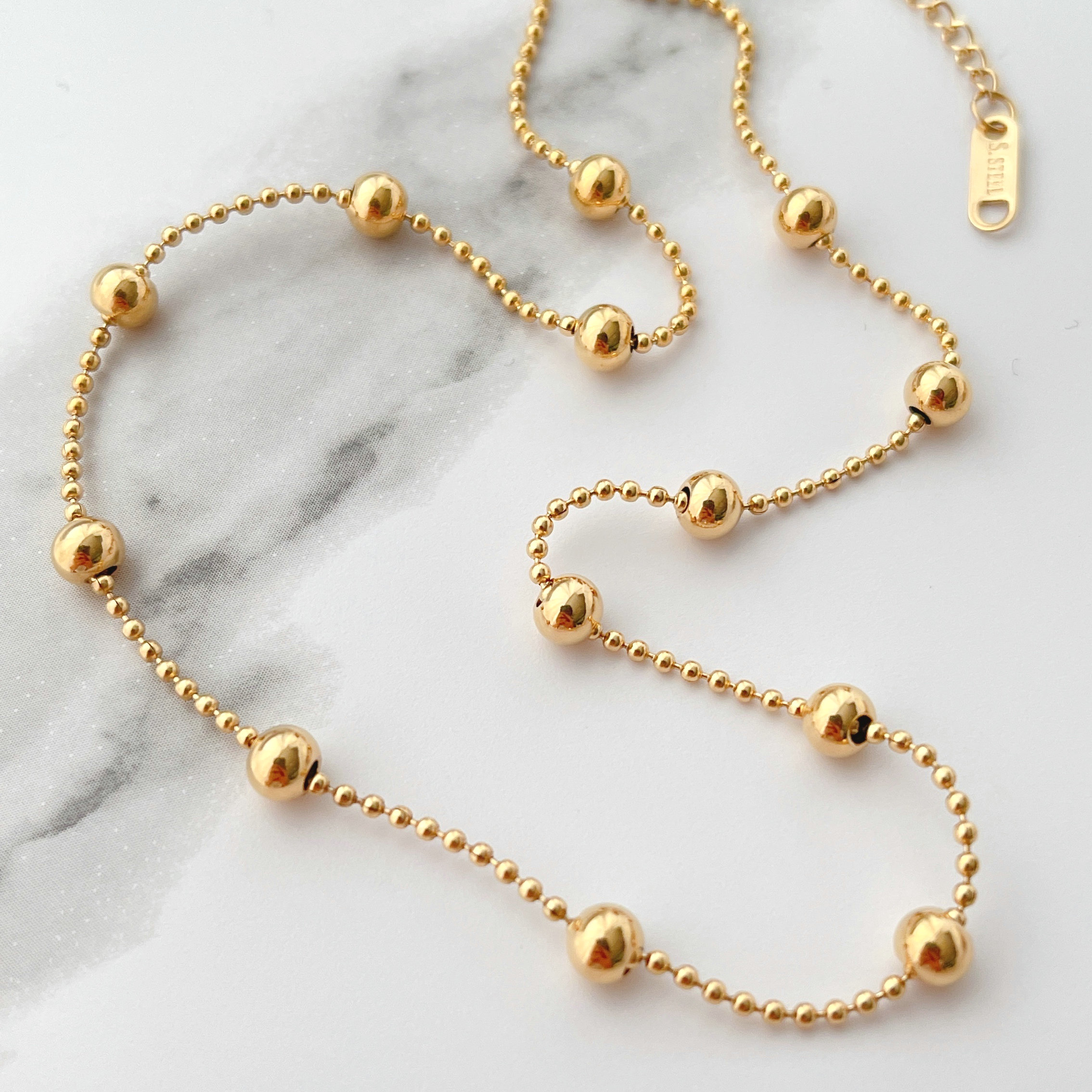 Stainless Steel Gold Ball Chain Necklace
