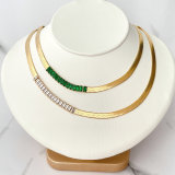 Stainless Steel Half Zircon Half Cuban Chain Necklace