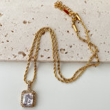 Stainless Steel twist chain with square pendant