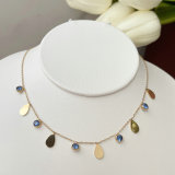Stainless Steel Zircon Drop Necklace