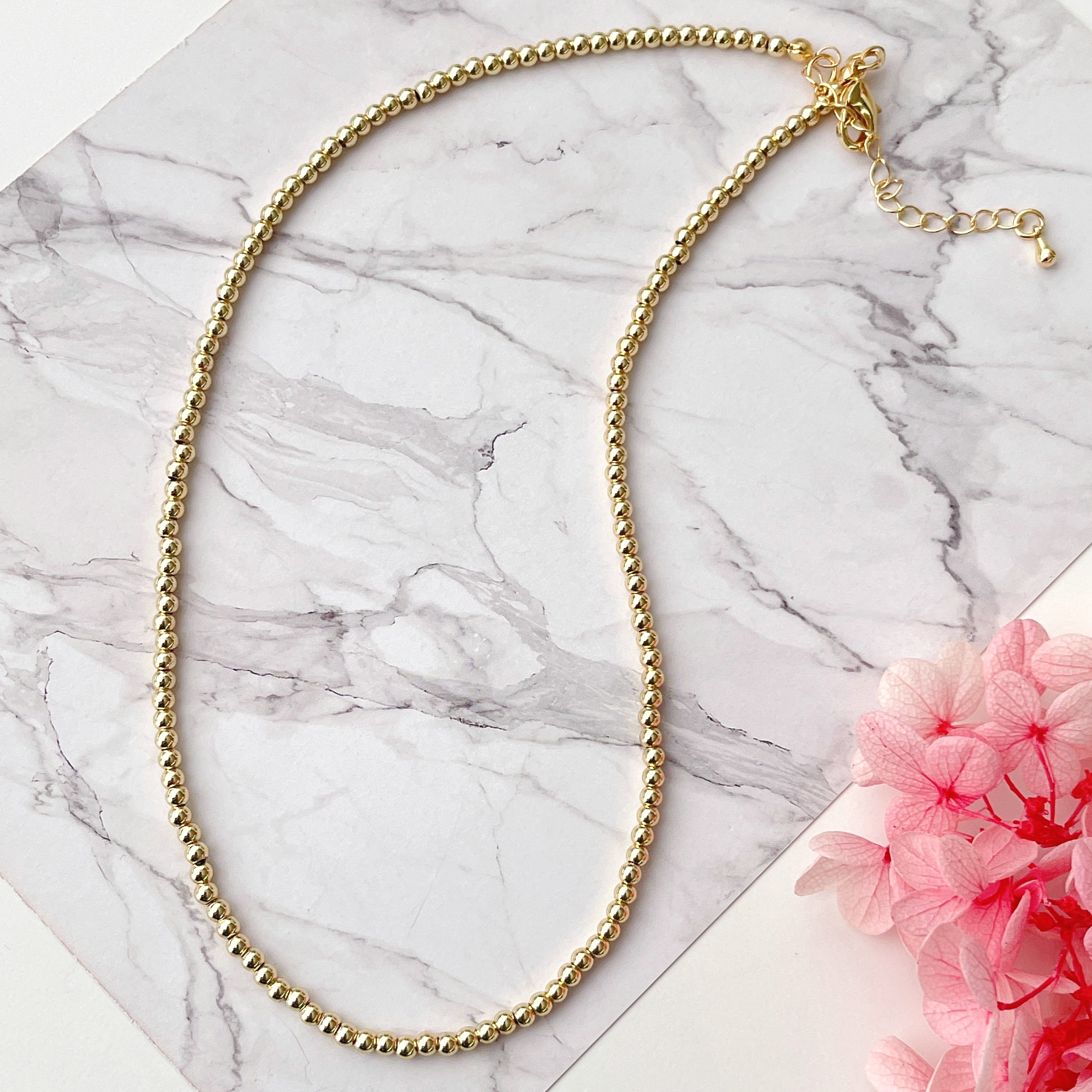 3mm Gold Ball Choker Length 14inch