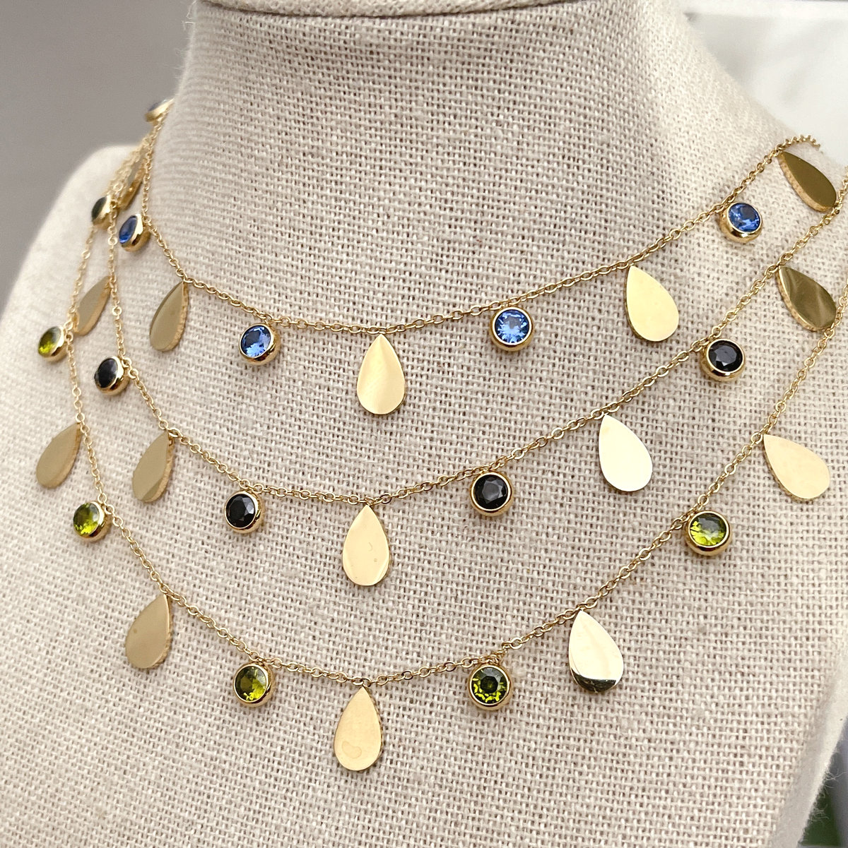 Stainless Steel Zircon Drop Necklace