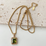 Stainless Steel twist chain with square pendant