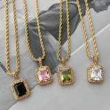 Stainless Steel twist chain with square pendant