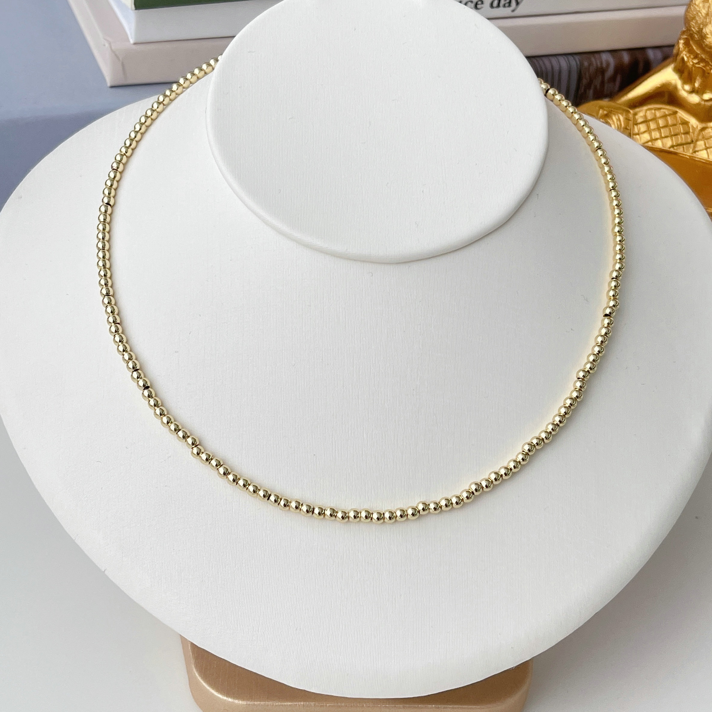 3mm Gold Ball Choker Length 14inch