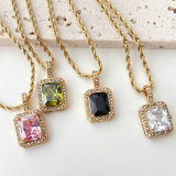 Stainless Steel twist chain with square pendant