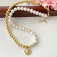 Simple Half Fresh Water Pearl Half Gold Beads Necklace