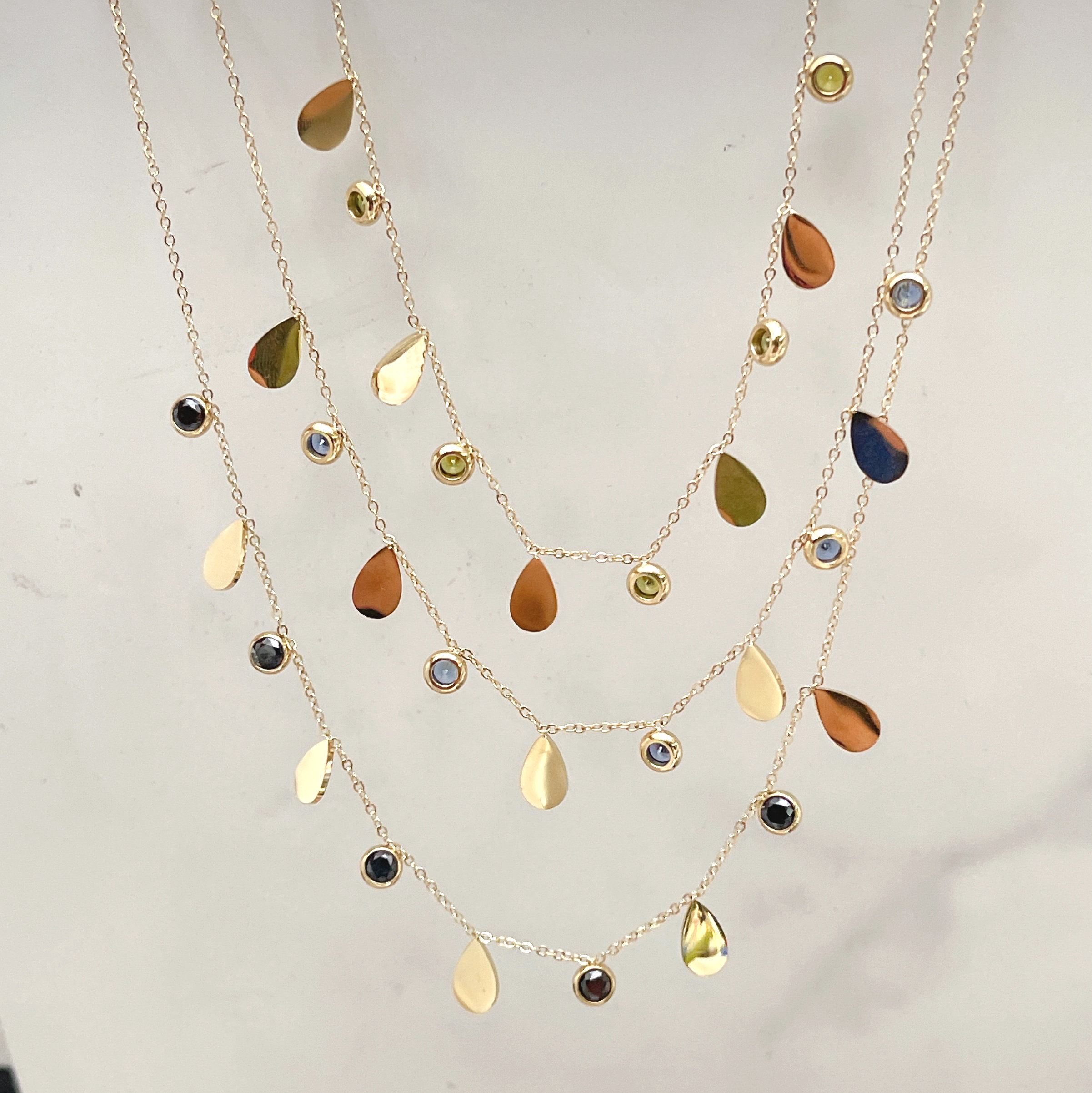 Stainless Steel Zircon Drop Necklace