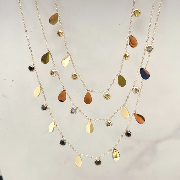 Stainless Steel Zircon Drop Necklace