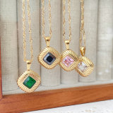 Stainless Steel Square Candy Charm Necklace